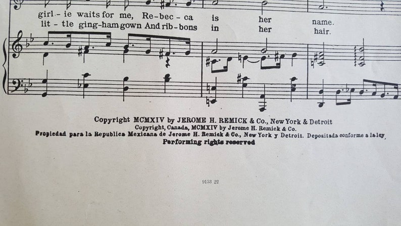 Vintage Sheet Music Rebecca of Sunnybrook Farm By image 1