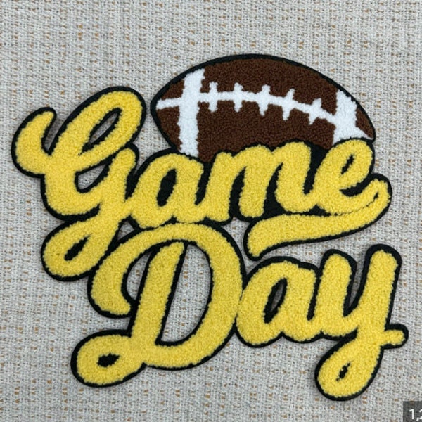 Football Game Day Gold Chenille Patch Iron On