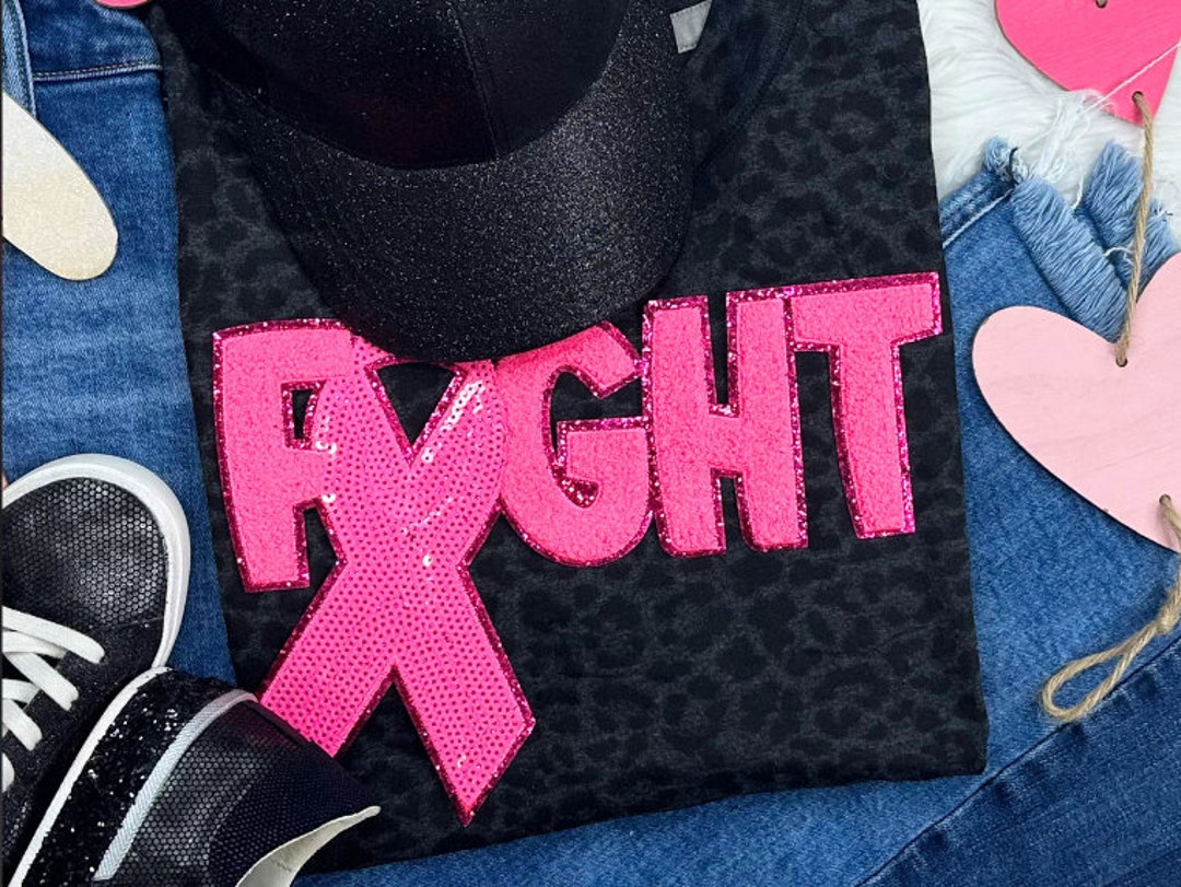Pink Fight Ribbon Sequin Chenille Iron on Patch - Etsy