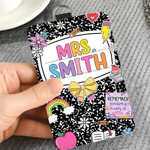 Porte-badge personnalisé pour enseignant, Cadeaux pour enseignant, Cadeau de rentrée des classes, Porte-badge personnalisé, Accessoires de tour de cou, Porte-carte d'identité personnalisé Fournitures scolaires