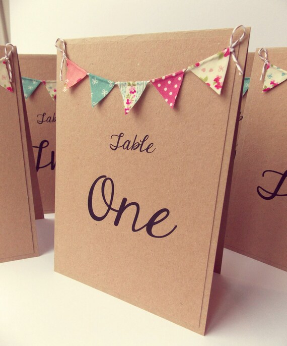 Table Number Card Wedding Table Number Bunting Rustic