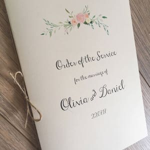 Commande de livrets de Service avec imprimé floral boho. Rustique de mariage / mariage Programme / mariage programme, cartes de Menu