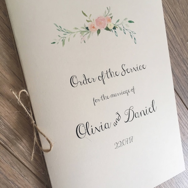 Order of Service Booklets with boho floral print. Rustic wedding / Wedding Programme / Wedding Program, Menu Cards