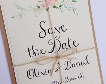 Rustic Floral Save the date Wedding Invitation.