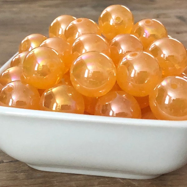 20mm Golden Yellow/Light Orange AB Jelly Bubblegum Chunky Bead, 10 Count