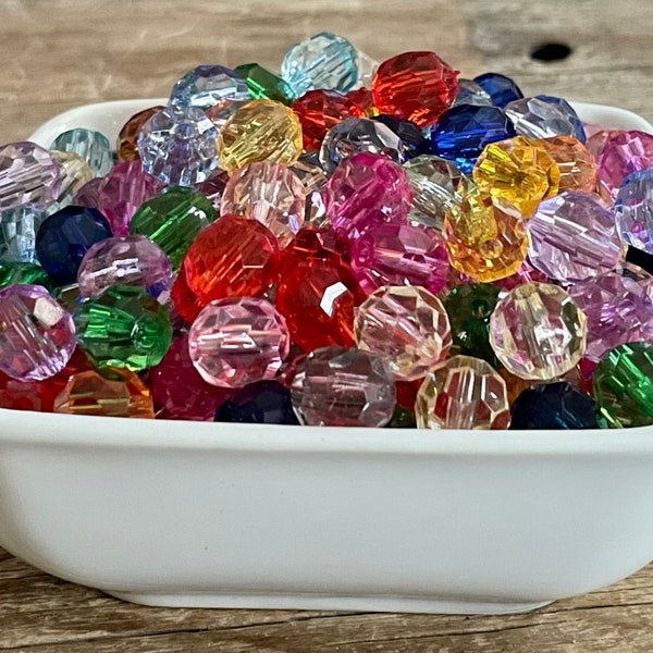 12mm Mixed Lot of Faceted Transparent Hex Bubblegum Chunky Beads, 25 Count