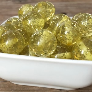 20mm Yellow Tinsel Glitter Transparent  Chunky Bead, 10 Count
