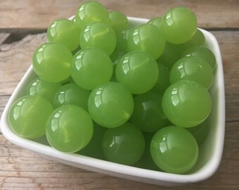 20mm Bright Green Jelly Bubblegum Chunky Bead, 5 or 10 Count