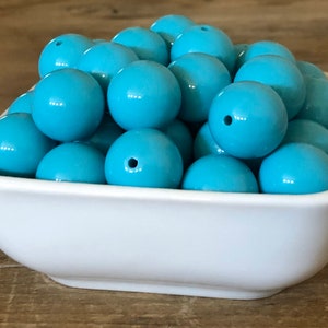 20mm Cyan Solid Bubblegum Chunky Bead, 10 Count image 1