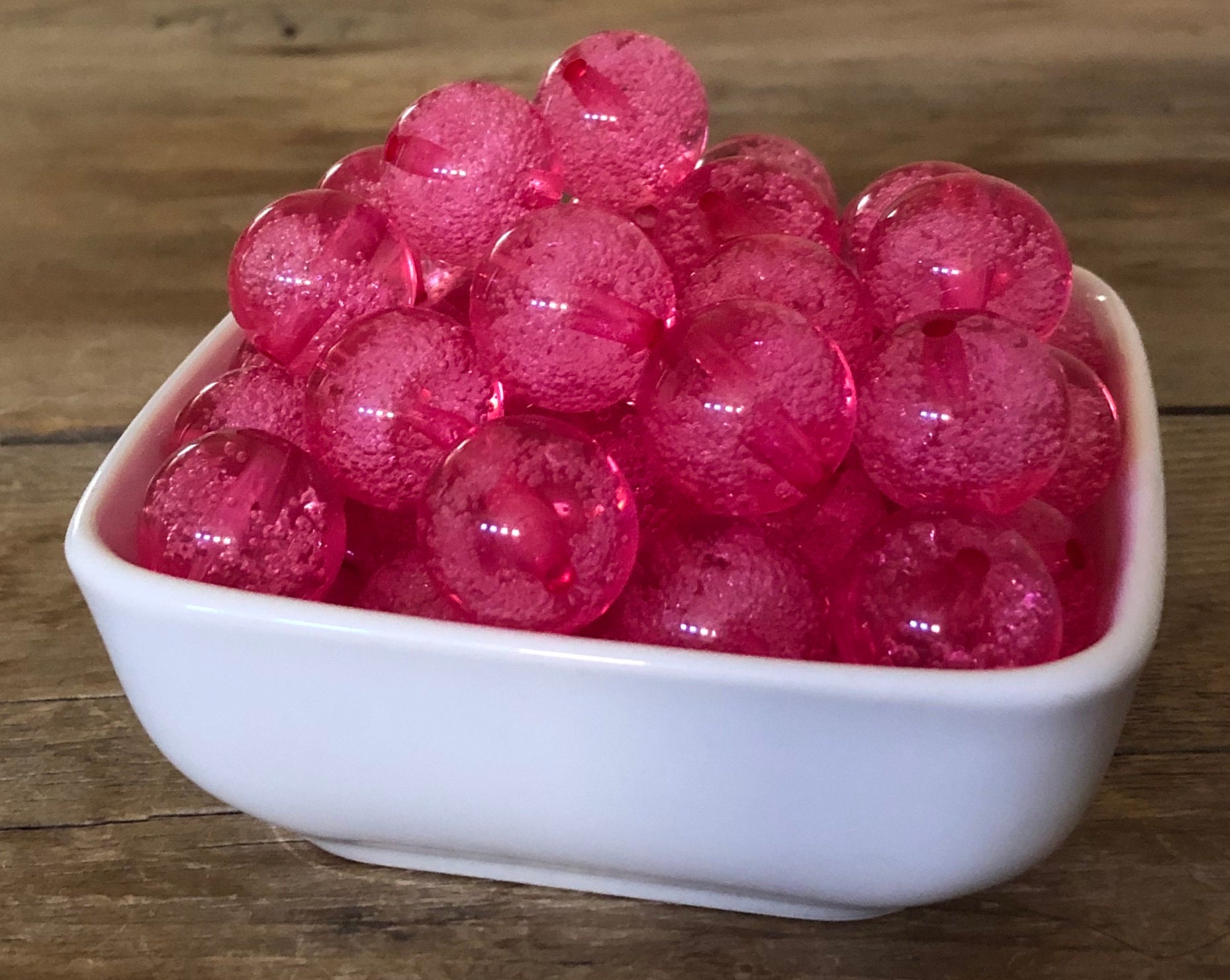 Pink Translucent Bar 20mm Hot Pink Transparent With Bubbles Chunky Bead, 10 Count - Etsy