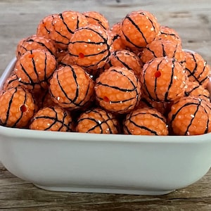 20mm Basketball Clear Rhinestone Bubblegum Chunky Bead, 10 Count