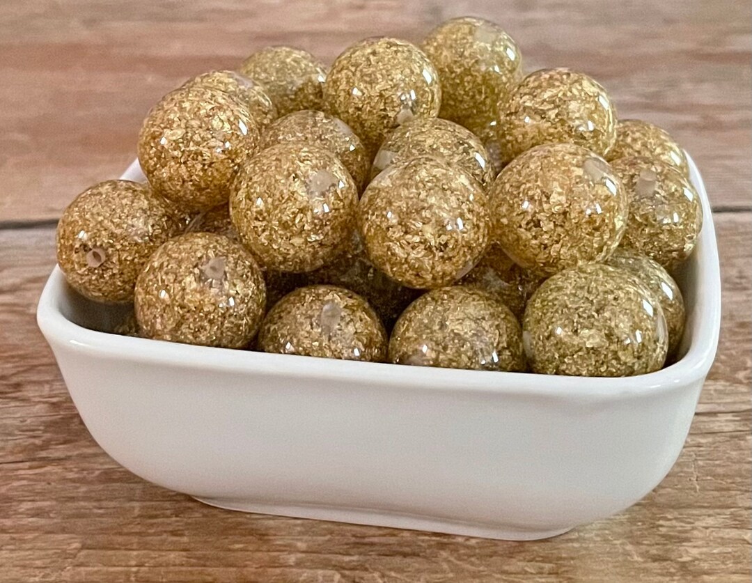 20mm Clear Resin With Gold Foil Flakes Chunky Bead, 10 Count Etsy