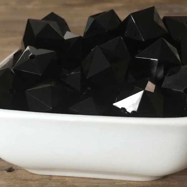 20mm Black Cube Faceted Bubblegum Chunky Bead, 5 or 10 Count