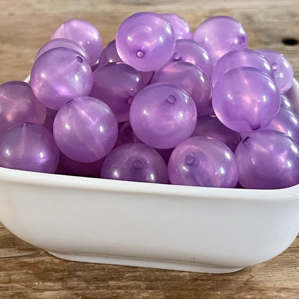 20mm Purple Glitter Powder Bubblegum Chunky Bead, 10 Count