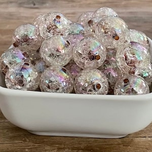 20mm New Brown AB Crackle Transparent Chunky Bead, 10 Count