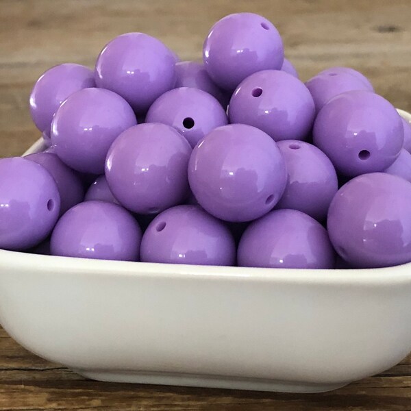 20mm A39 Light Purple Solid Bubblegum Chunky Bead, 5 or 10 Count