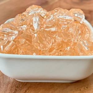 20mm Champagne Hexagon Faceted Transparent Bubblegum Chunky Bead, 10 Count