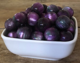 20mm Purple and Green Imitation Shell Illusion Chunky Bead, 10 Count