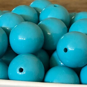 20mm Cyan Solid Bubblegum Chunky Bead, 10 Count image 2