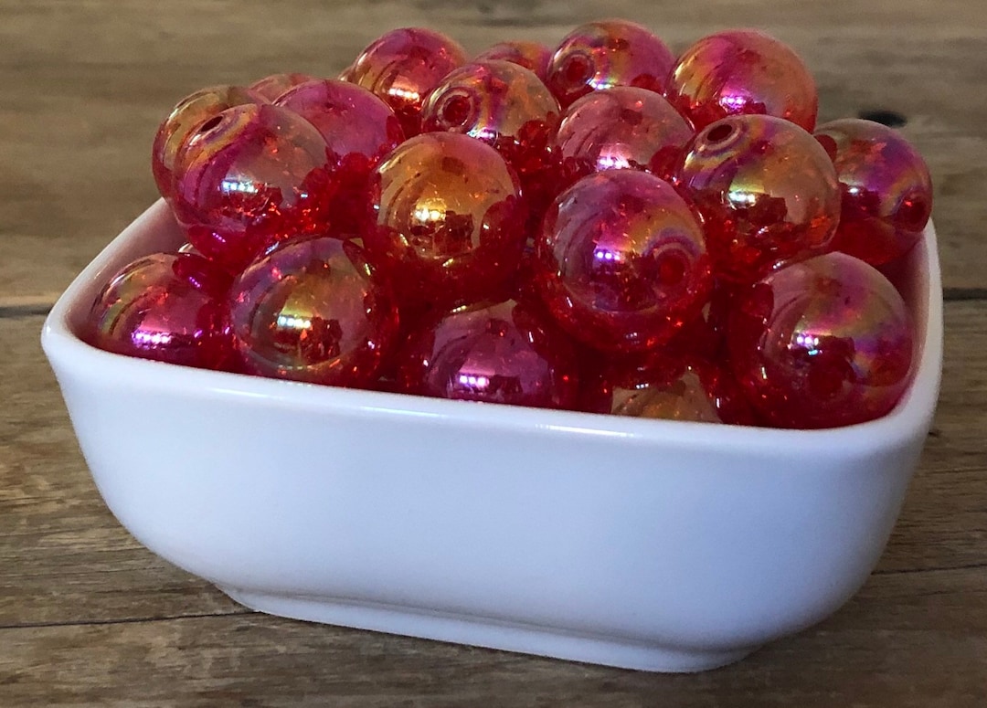 20mm AB Red Transparent Crackle Chunky Bead, 10 Count - Etsy