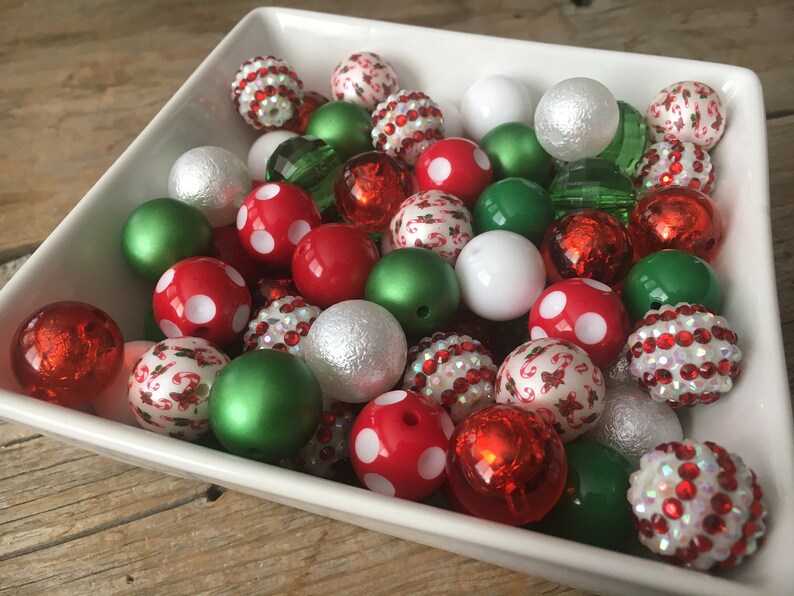Bulk Lot Christmas 20mm Chunky Beads Candy Cane Acrylic Etsy
