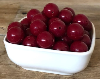 20mm Dark Red Solid Chunky Bead, 10 Count