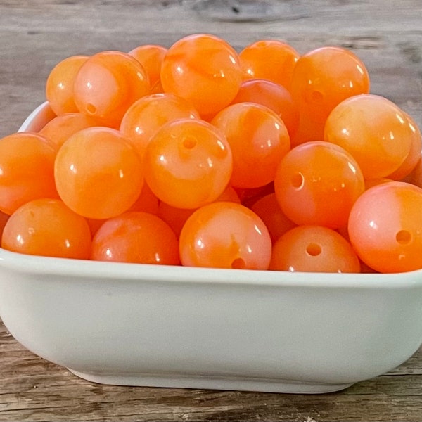 20mm Orange Double Color Jelly Bubblegum Chunky Bead, 10 Count