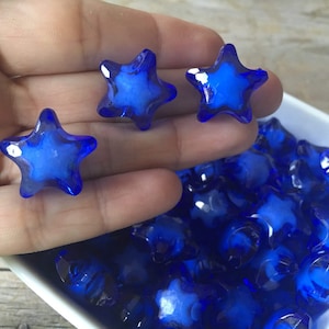 19mm Blue Star Transparent  Chunky Bead, 12 Count