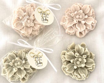 Personalized Ivory and Green Floral Soap Favors, Wedding Shower Favors, Bridal Shower Soap, Baby Shower Favors - US Tariff Free