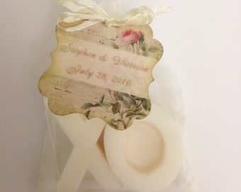 Personalized Wedding Soap Favor XO soaps 100 Sets of Initials soaps, Party Wedding soap gifts, XO favors, Custom soap favor - US Tariff Free