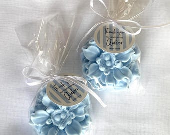 Personalized Bridal Shower Soap Favors, Something Blue Flower Soap Favors, Wedding Guest Gift, Baby Blue Wedding Favor - US Tariff Free