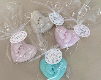 Baby Feet Heart Soap Favors Personalized Baby Shower Thank You Gifts, Handmade Baby Shower Party Favor Baby Sprinkle Keepsake US Tariff free