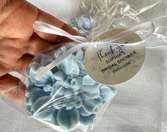 Personalized Bridal Shower Favors, Something Blue Flower Soap Favors, Wedding Guest Gift, Baby Blue Wedding Favor - US Tariff Free