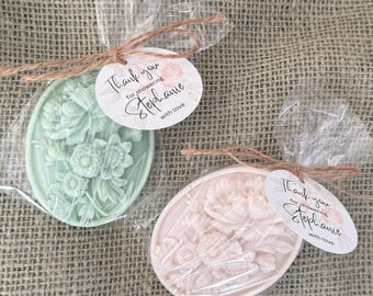Personalized Bridal Shower Soap Favors Rustic Baby Shower Ivory & Green Guest Soap Boho Bridal Shower Favor Garden party - US Tariff free