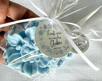 Personalized Bridal Shower Favors, Something Blue Flower Soap Favors, Wedding Guest Gift, Baby Blue Wedding Favor - US Tariff Free