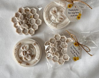 Honey & Oatmeal Soap Favor Honeycomb and Bee Shaped Mini Soap Party Guest Gifts for Baby Shower Bridal Shower Wedding  - US Tariff Free
