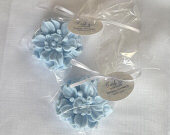 Personalized Something Blue Bridal Shower Favors, Blue Flower Soap Favors, Wedding Guest Gift, Baby Blue Wedding Favor - US Tariff Free
