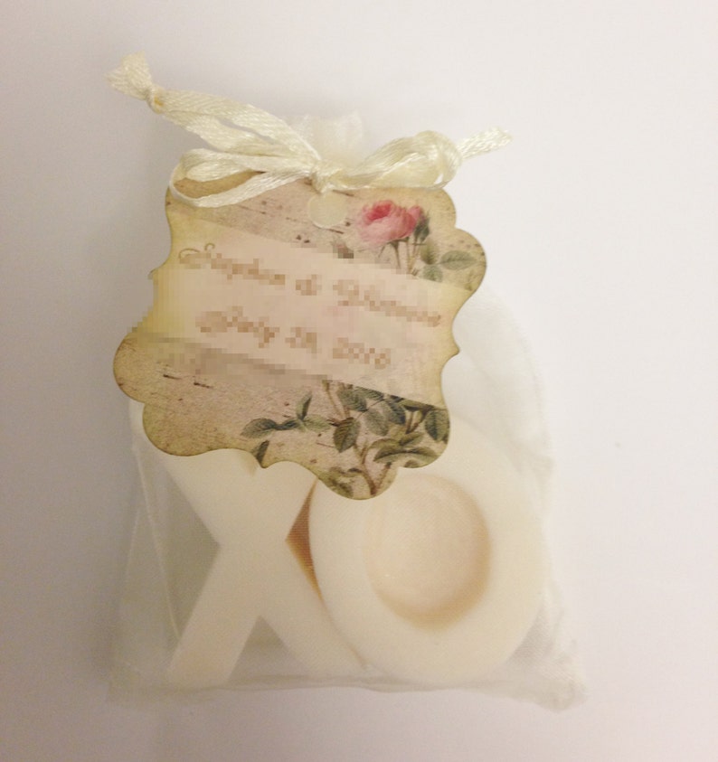 Personalized Wedding Soap Favors, XO soaps, 100 Sets of Initials soaps, Party favors, Wedding soap gifts, XO favors, Custom soap favors image 1