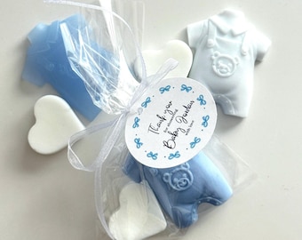 Baby Boy Outfit Soap Favors – Personalized Baby Shower Thank You Gifts, Handmade Baby Shower Soap Favors with Heart Soap - US Tariff Free