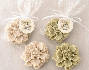 Personalized Floral Soap Favors for Bridal Shower, Wedding Favor Soap, Baby Shower Guest Gift, Handmade Flower Soap, Custom Thank You Favor