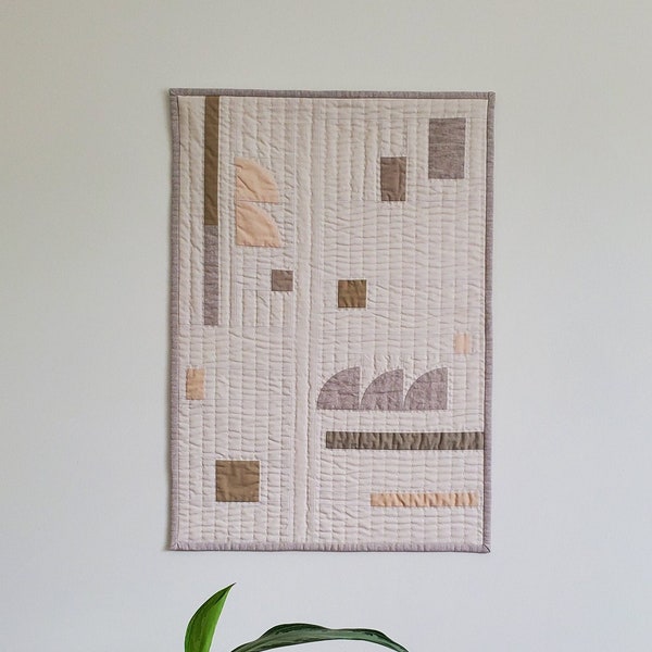 Ultra Modern Quilted Wall Hanging - Minimalist Shapes - Hand Quilted, Hand Made - Contemporary Abstract Geometric Textile Art Wall Decor