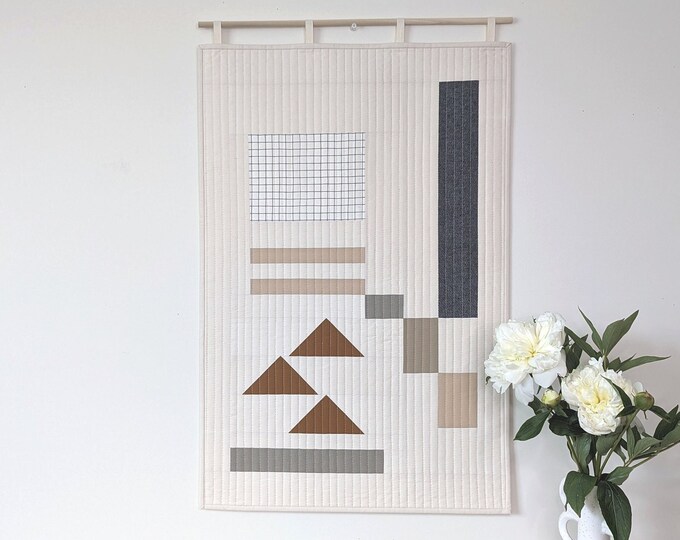 Ultra Modern Quilted Wall Hanging Hand Made Geometric Shapes Abstract