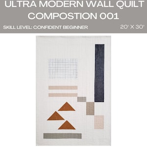 PDF Wall Quilt Pattern - Ultra Modern Quilted Wall Hanging - 20 x 30 - Minimalist Geometric Shapes - PDF Download - Composition 001