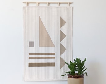 Modern Quilted Wall Hanging: Handmade Scandi Cotton Textile Art
