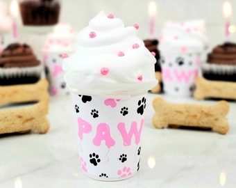 Pup Cups, Puppuccino Cups for Dog Birthday Party, Puppy Birthday, Dog Party Favors, Set of 6