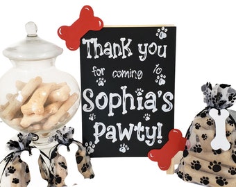 Personalized Table Decor for Dog Birthday Party, Table Easel, Sandwich Board, Paw Print Party Decor