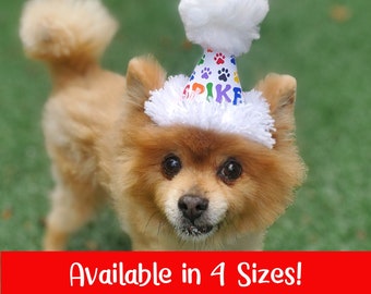 Personalized Rainbow Dog Birthday Hat, Party Hat for Dog, Puppy Party, Personalized Dog Party Hat