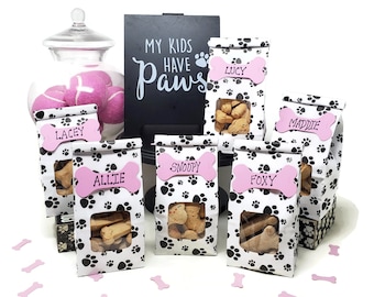 Paw Print Favor Bag for Dog Birthday Party, Set of 6, Puppy Party, Dog Party Goody Bag