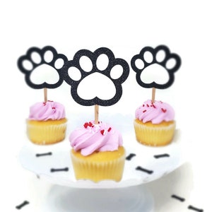 Paw Print Cupcake Toppers for Dog Birthday Party Set of - Etsy