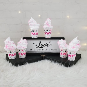 Puppuccino Cups for Dog Birthday Party, Pink Dog Party Favors, Puppy Birthday